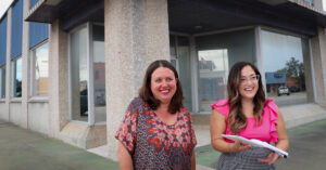 Sunnie Baker and Ashia Todd stand outside the Ada Startup Studio