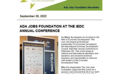 Newsletter 09.26.2022: Economic Development News for the Ada Area