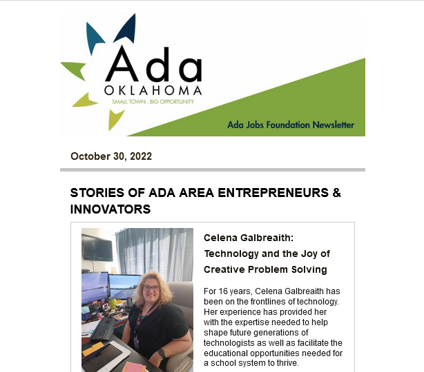 Newsletter 10.30.2022: Economic Development News for the Ada Area
