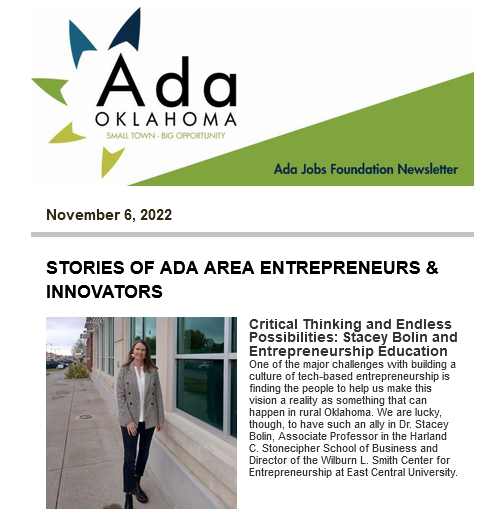 Newsletter 11.06.2022: Economic Development News for the Ada Area