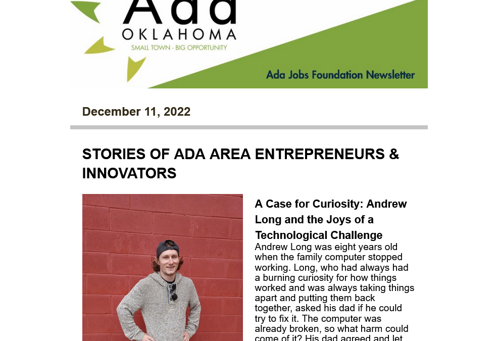 Newsletter 12.11.2022: Economic Development News for the Ada Area