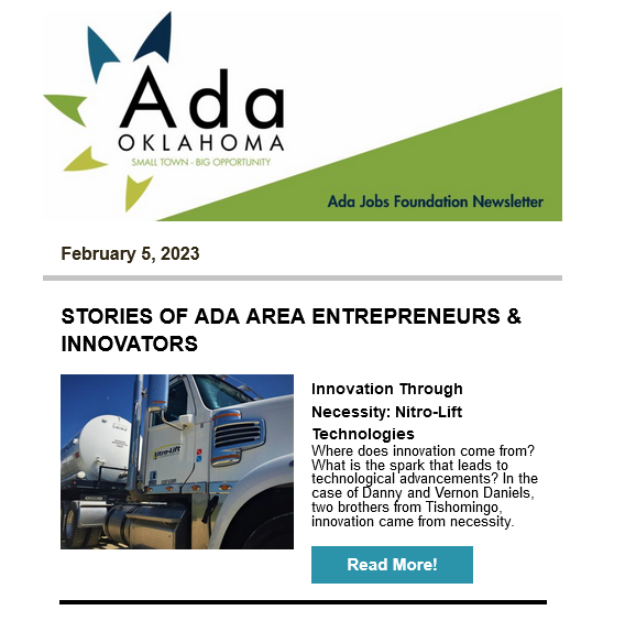 Newsletter 02.05.2023: Economic Development News for the Ada Area