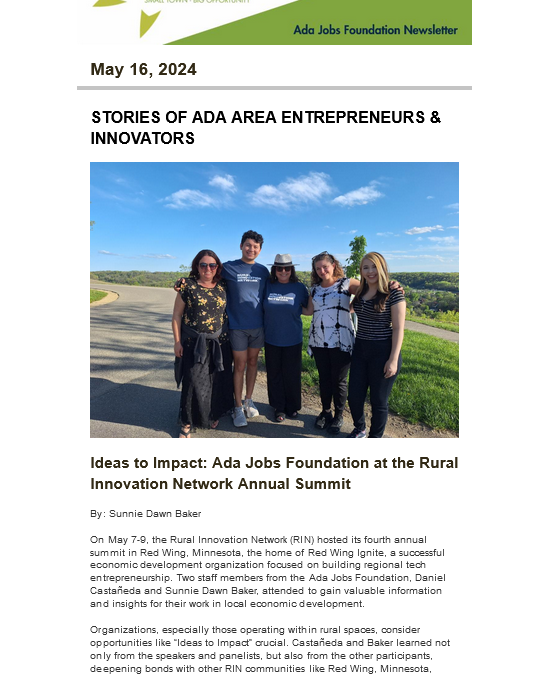 Newsletter 05.16.2024: Economic Development News for the Ada Area